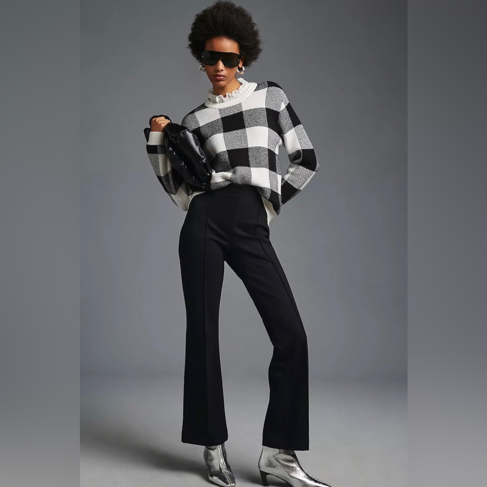 Anthropologie Plaid Ruffle-Collar Pullover Sweater Woman’s Medium